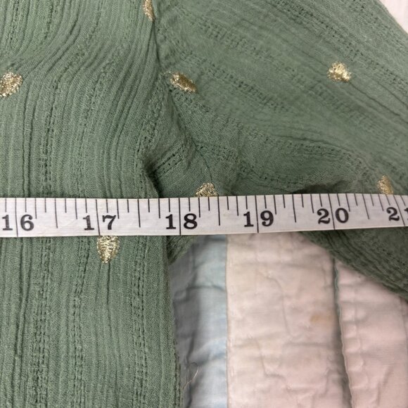 Aspiga Womens Green Metallic Embroidered Boho Peasant V-Neck Midi Dress Size M - Picture 8 of 9